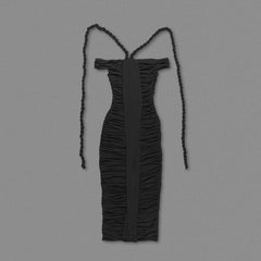 Black & White Off-Shoulder Braided Gowns