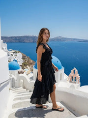 Black Satin A-line Evening Gown with Sweetheart Neckline & Beading